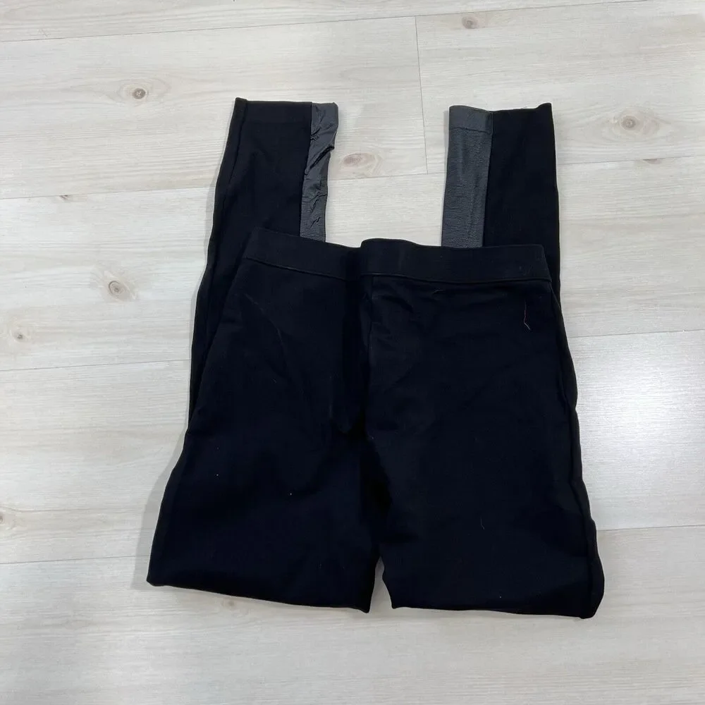J.Crew Pixie Pants with Faux Leather Size 4R Black Leggings